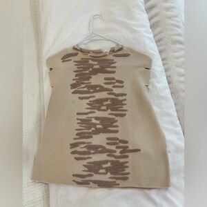 Beige and Brown Patterned Sleeveless Top